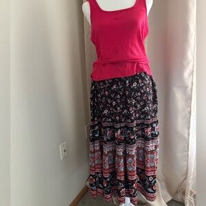 Cotton Boho Style Tiered Skirt, size M